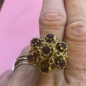 Vintage Ring 18 KT HGE Amber quartz size 6